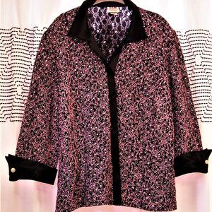 R&M Richards Women Lace/Sparkly Jacket purple, long sleeves 24W